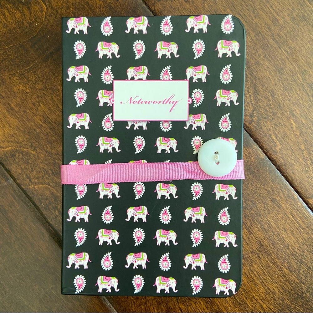 Vera Bradley Pink Elephants paisley pocket size lined journal notebook